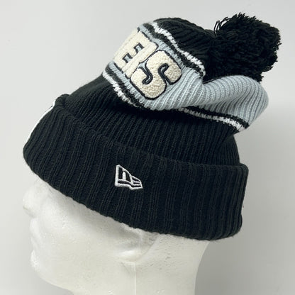 Las Vegas LV Raiders Cuffed Pom Pom Beanie Toque Winter Hat NFL New Era Black