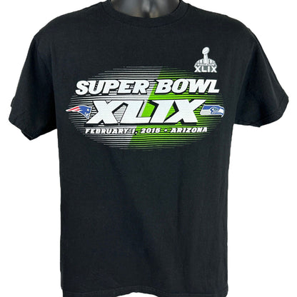 Super Bowl XLIX T Shirt NFL Football New England Patriots Majestic Black Medium