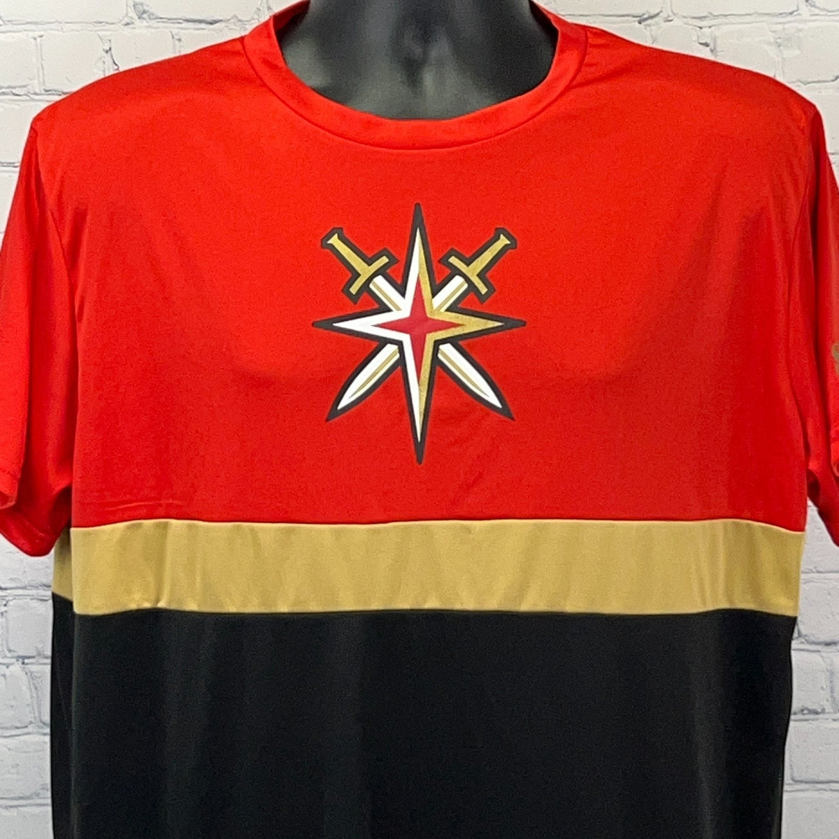 Las Vegas Golden Knights T Shirt L Large Black Red Gold Station Casinos NHL Tee