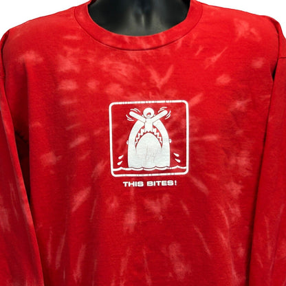 Universal Studios Hollywood Jaws This Bites T Shirt X-Large Long Sleeve Mens Red