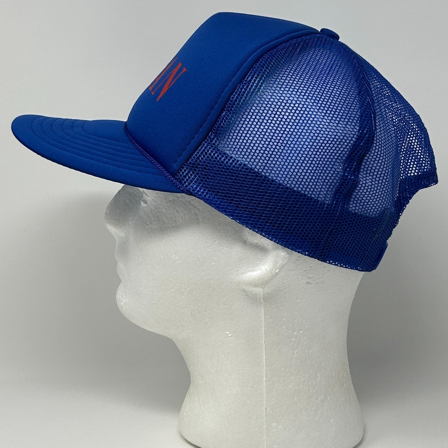 Vintage 90s Aldran Trucker Hat Baseball Cap 5 Panel A-Frame Mesh Snapback Blue