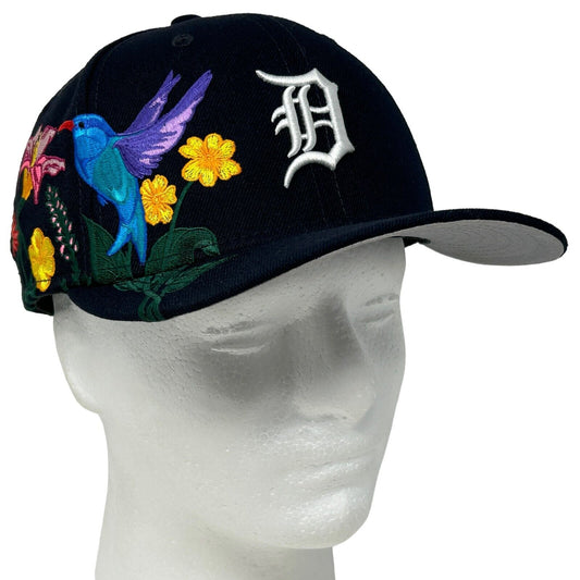 Detroit Tigers Hummingbird Flowers Hat Blue New Era MLB Baseball Cap 7 1/4