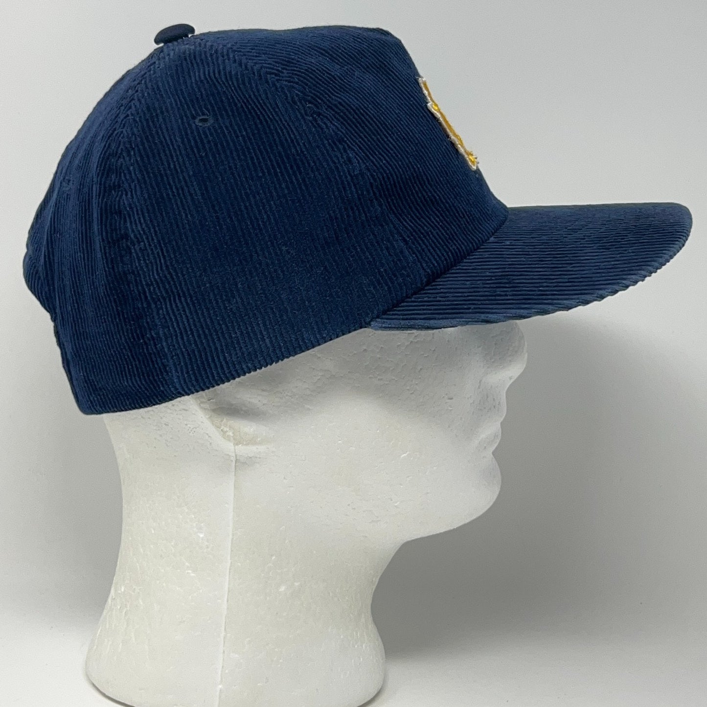 Vintage 90s Notre Dame Fighting Irish Hat Baseball Cap Corduroy Snapback Blue