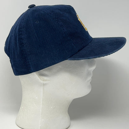 Vintage 90s Notre Dame Fighting Irish Hat Baseball Cap Corduroy Snapback Blue
