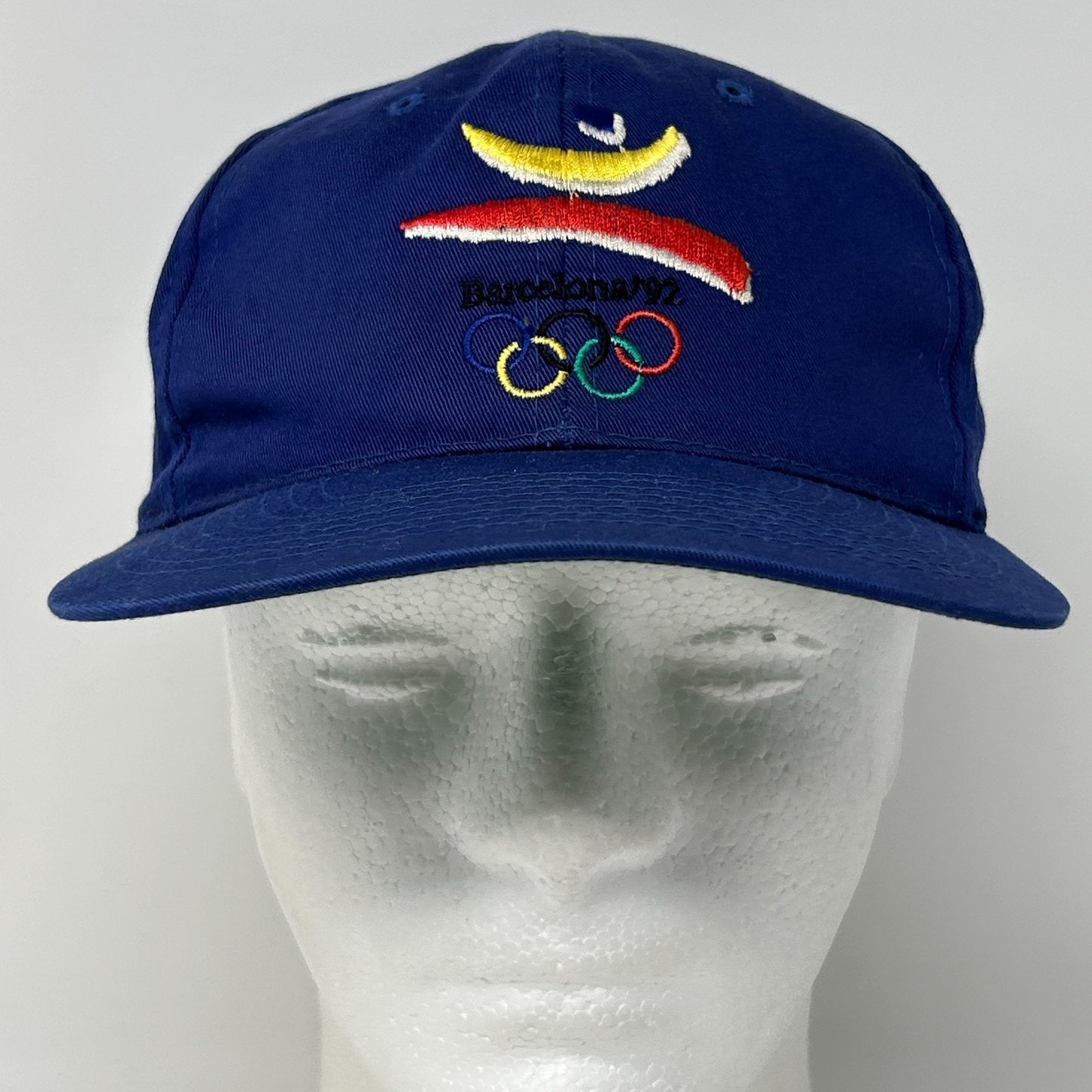 Vintage 90s 1992 Barcelona Olympics Hat Baseball Cap Summer Games Blue Snapback
