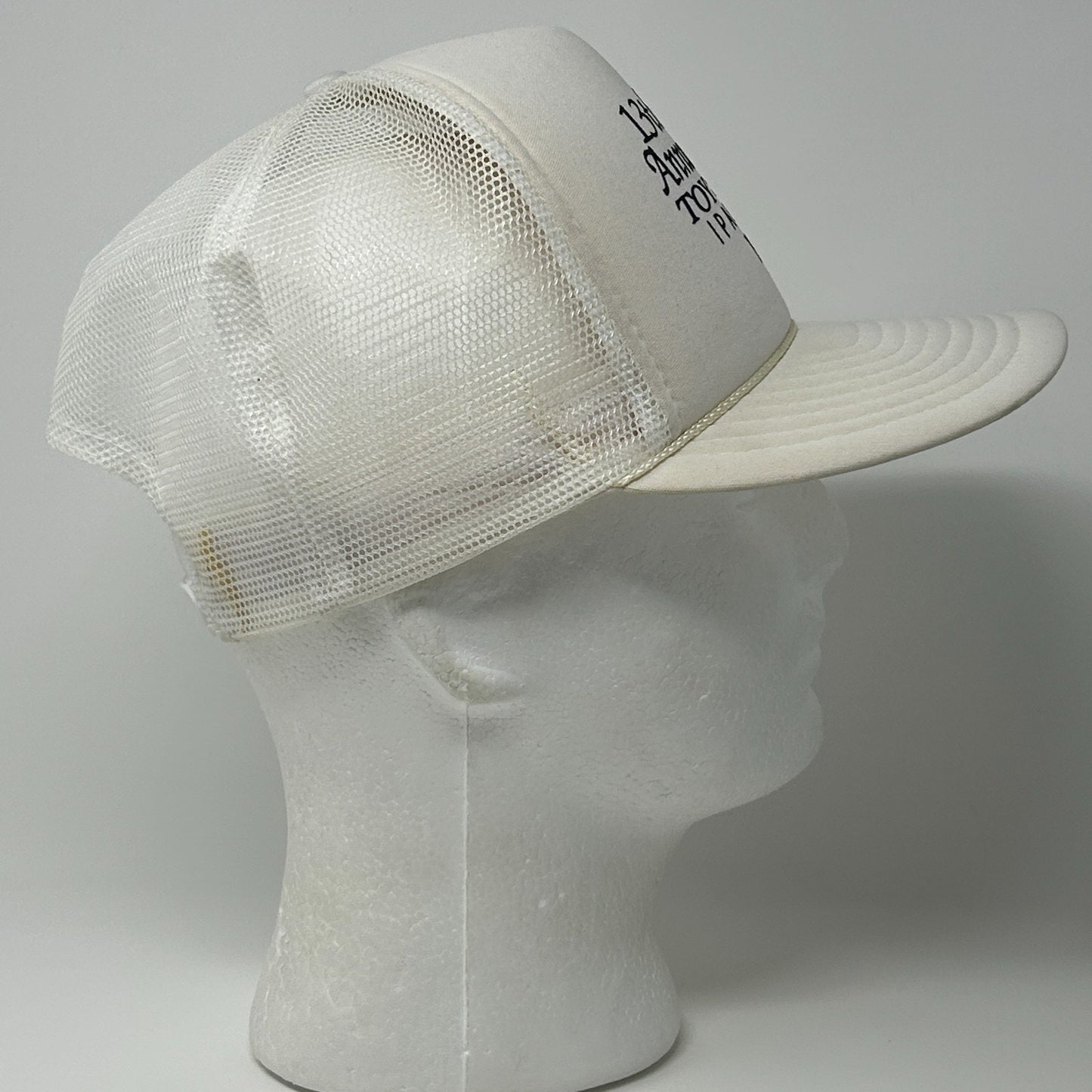 Vintage 90s Toy Show Ipava Illinois Trucker Hat Baseball Cap Mesh Snapback White - Neon Vintage