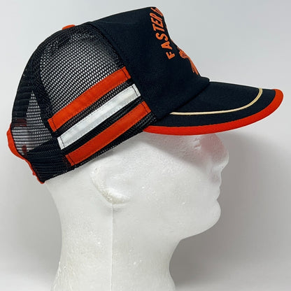 Vintage 80s Faster From LB Foster Trucker Hat Baseball Cap 3 Stripe USA Black
