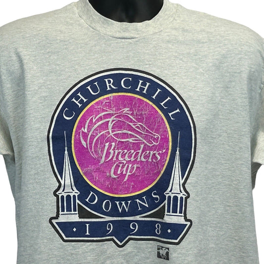 Churchill Downs Breeders Cup Vintage 90s T Shirt X-Large Horse Racing Mens Gray