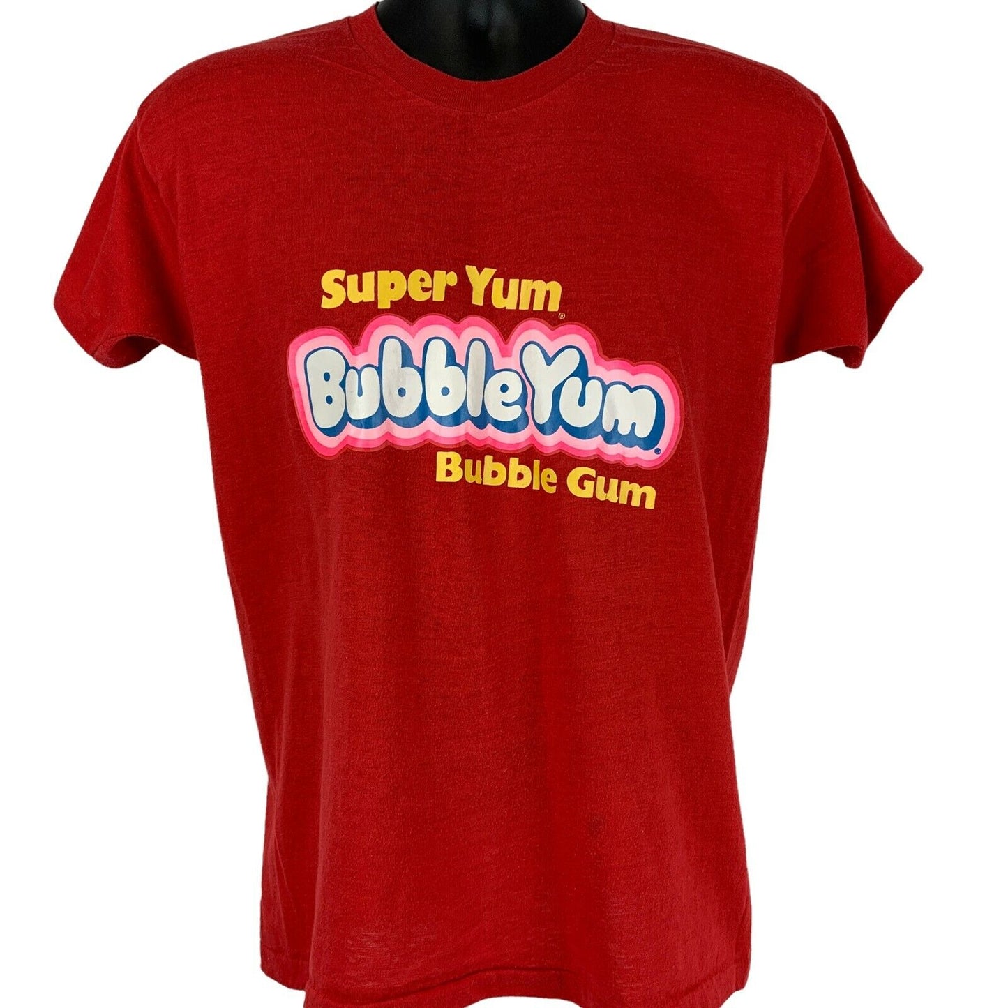 Super Yum Bubble Yum Gum 复古 80 年代 T 恤小零食单针男式红色