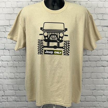 Jeep Only T Shirt Unisex XL X-Large Beige 4x4 Wrangler Offroading Short Sleeve