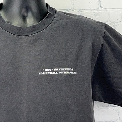Vintage 90s Silverwings Volleyball Tournament T Shirt Molokai USA Black L Large