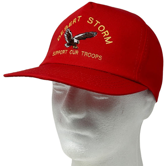 Vintage Operation Desert Storm Hat Cap Red 90s War Military Troops Snapback
