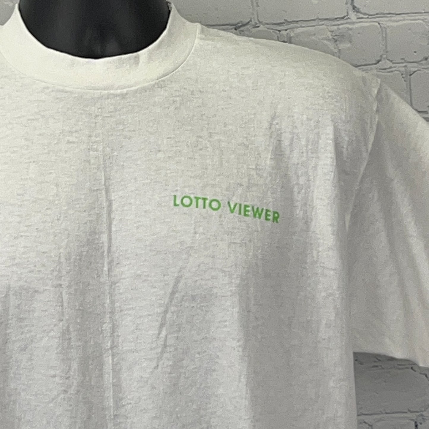 Vintage 90s California Lotto Viewer T Shirt White Made In USA Tee Mens L Large