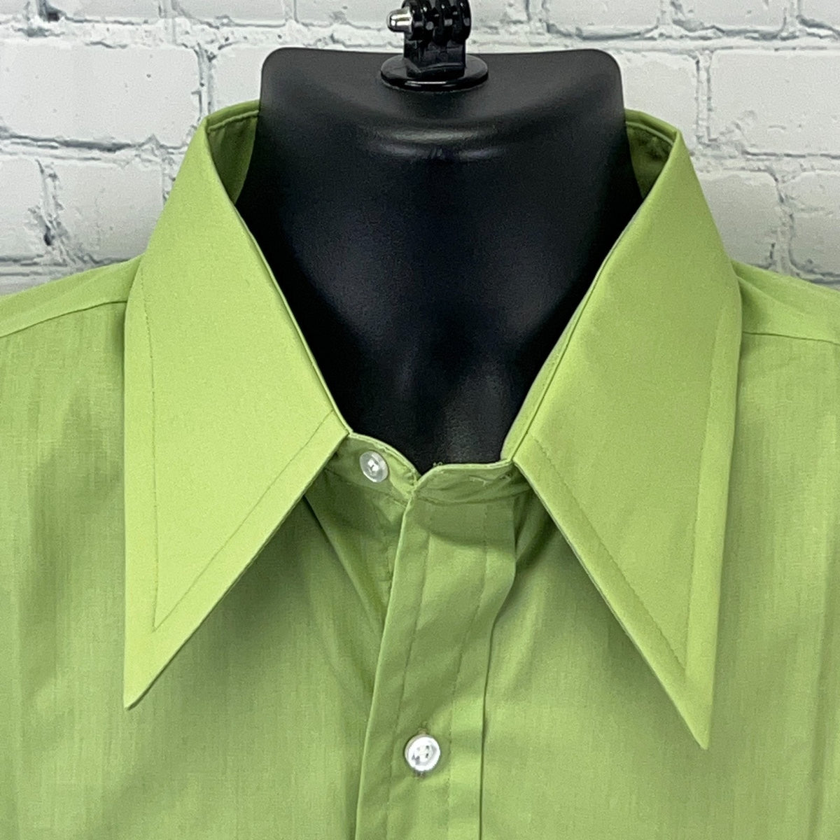 Vintage 70s Arrow Kent Collection Button Front Shirt L Large Green Big Collar
