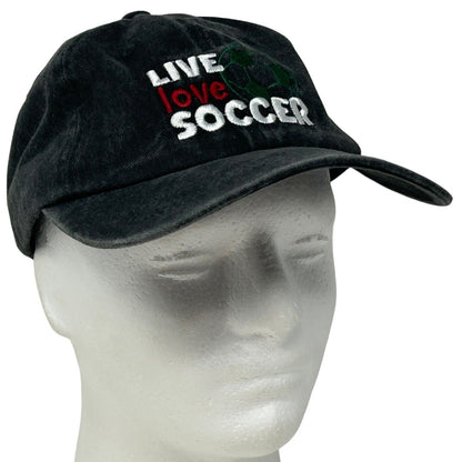 Live Love Soccer Dad Hat Baseball Cap Strapback Gray Football Futbol Six Panel