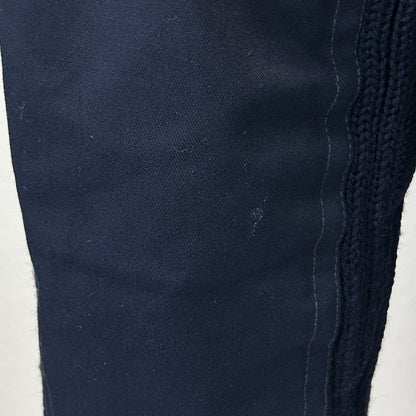 Vintage 80s Military Wool Sweater Epaulettes Elbow Patches Navy Blue Medium 40