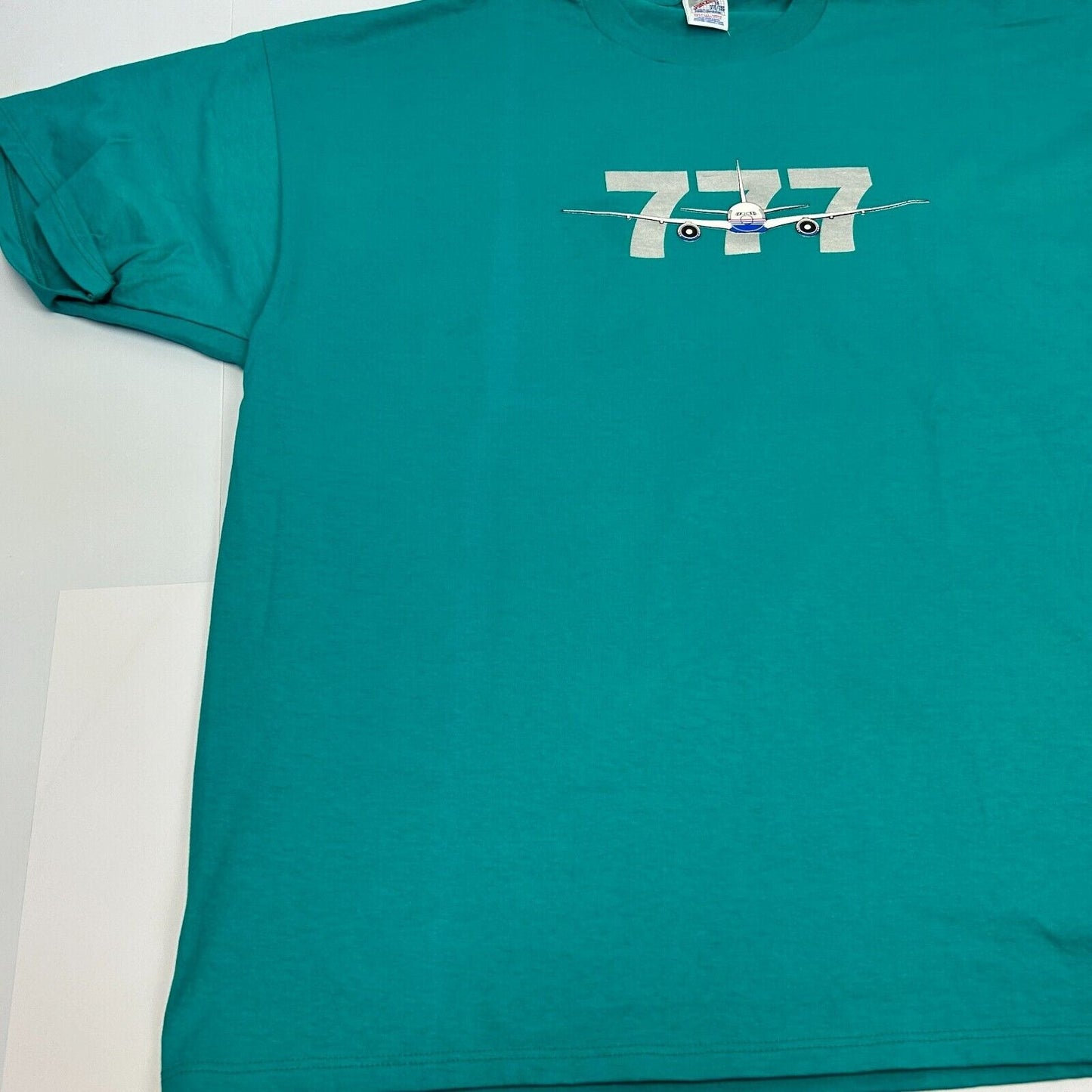 Vintage Boeing 777 T Shirt 3XL Triple Seven Airliner Airplane USA Tee Mens Green