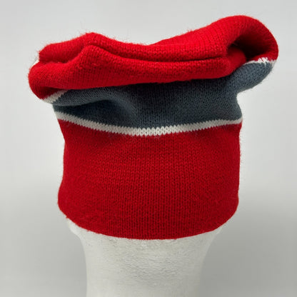 Vintage 80s Beanie Winter Hat Toque Skier Skiing Snowboarding Snowboarder Red