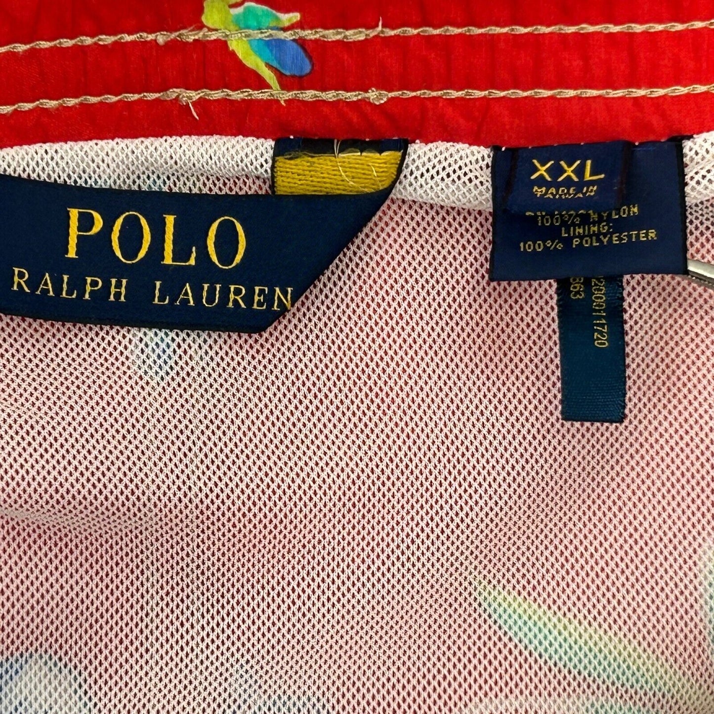 Polo Ralph Lauren 游泳短裤 XXL 2XL 夏威夷花卉冲浪短裤 男式 红色