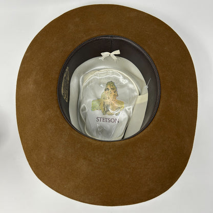 John B Stetson Company 3X XXX Beaver Cowboy Hat Western 3 Inch Brim Brown 6 7/8