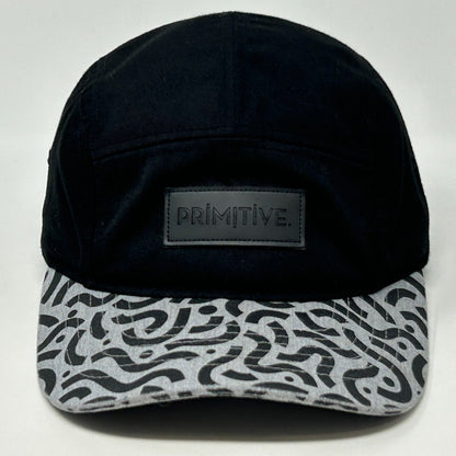 Primitive Skateboarding Five Panel Camp Hat Cap Skater Skating Strapback Black