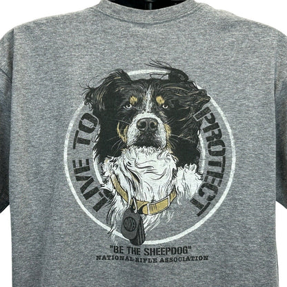 NRA Be The Sheepdog Live To Protect T Shirt X-Large Rifle Guns Weapons Mens Gray