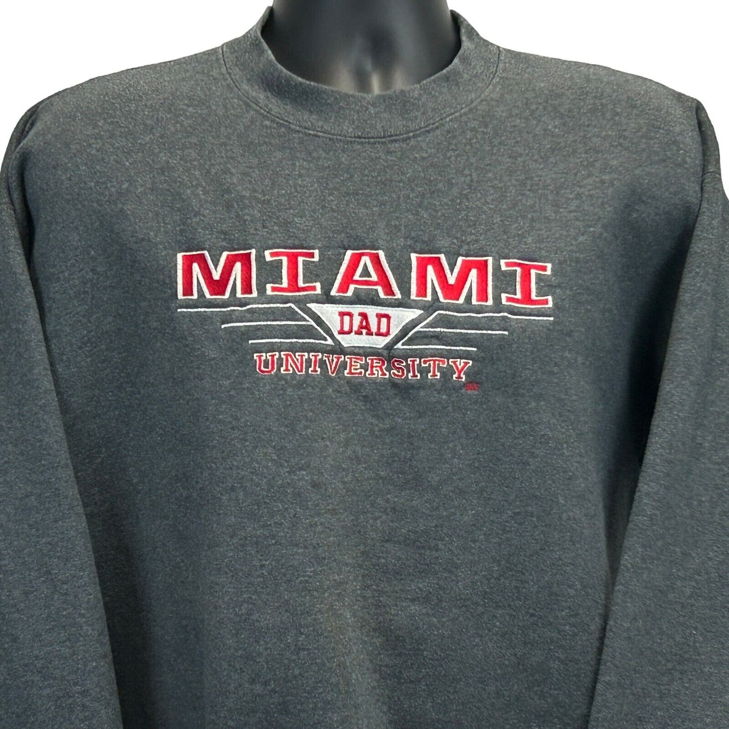 Miami University Dad Vintage Sweatshirt Large 90s Ohio RedHawks NCAA Mens Gray