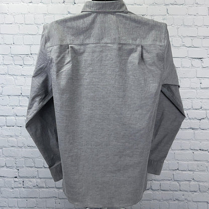 Las Vegas Raiders Button Front Shirt Gray NFL Long Sleeve Cutter & Buck M Medium