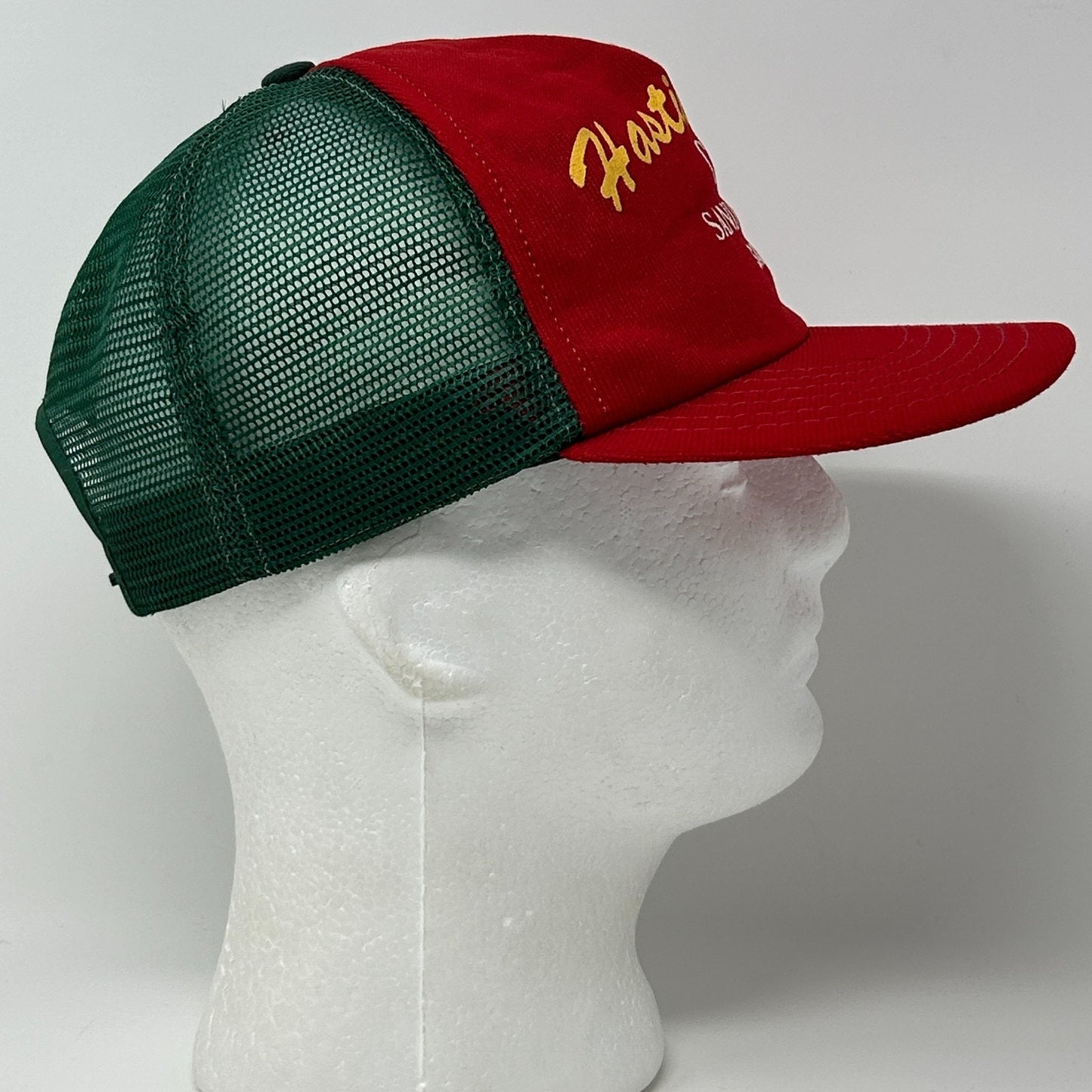 Vintage 90s Hasties Capitol Sand Gravel Co Trucker Hat Cap Sacramento Red USA