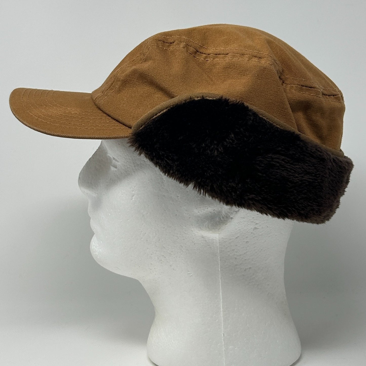 Broner Canvas Trapper Hat Baseball Cap Hunter Hunting Ear Flap Brown L Large - Neon Vintage