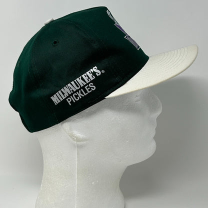 Vintage 90s Milwaukee Bucks Hat Baseball Cap Milwaukees Pickles Snapback Green