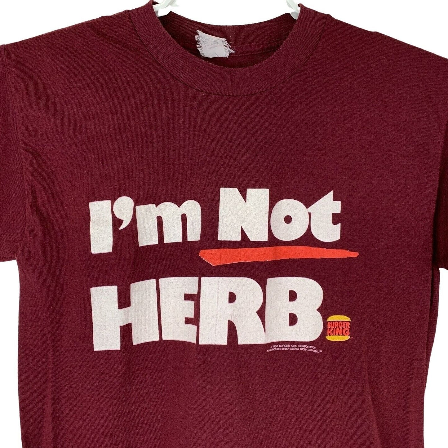 Burger King I'm Not Herb Vintage 80s T Shirt Failed Fast Food Promotion Small