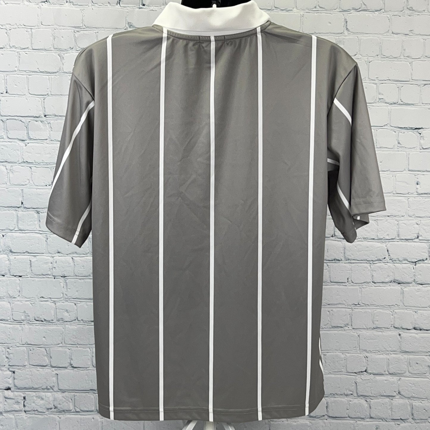 Honda Racing HRC Jersey Polo Shirt Gray Striped Auto Motorsports Unisex M Medium