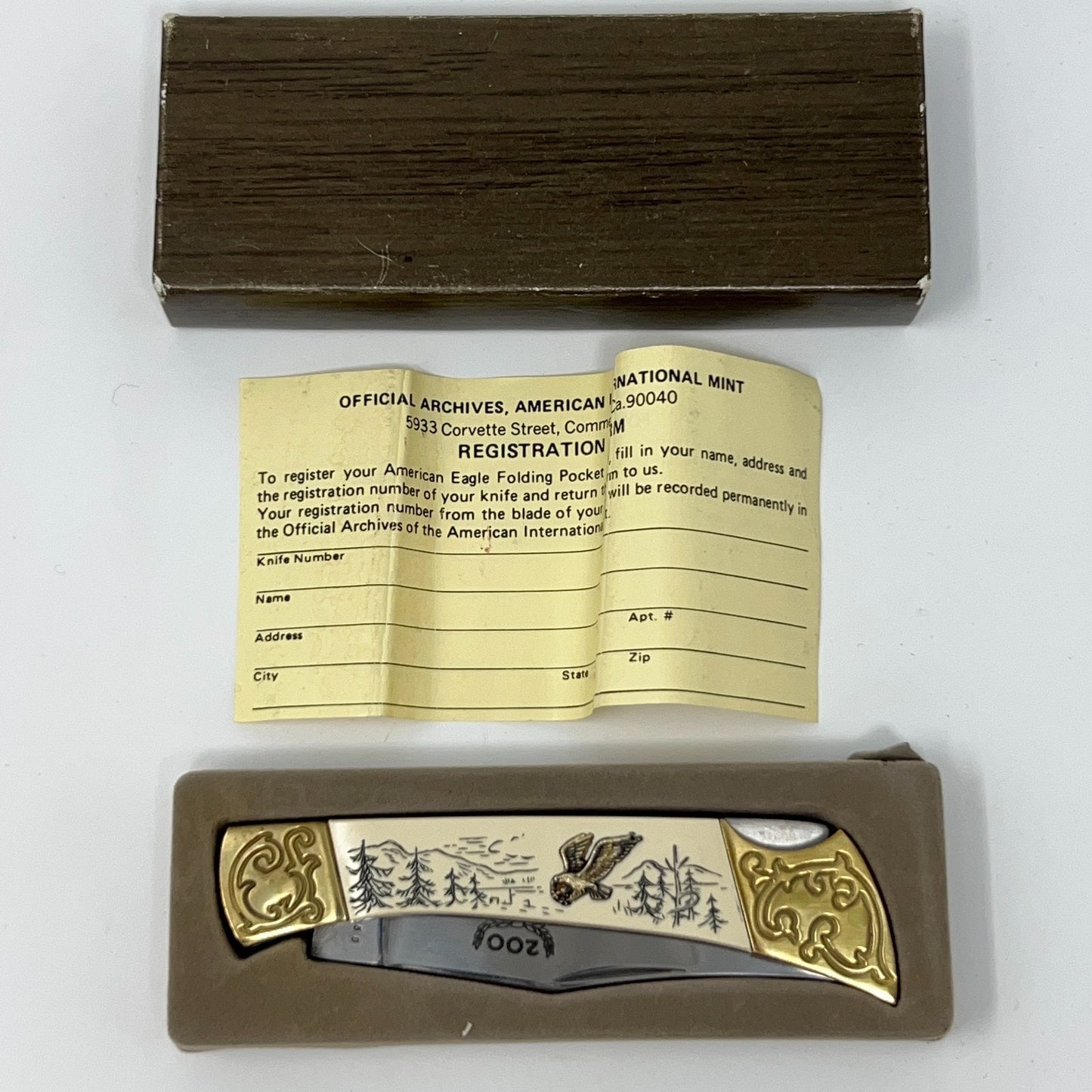 Vintage Bald Eagle Pocket Folding Knife American International Mint Japan