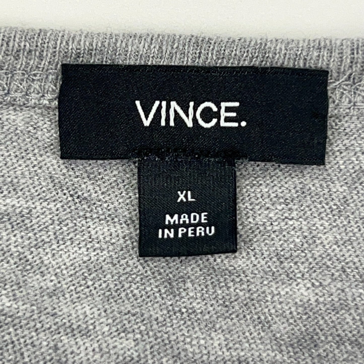 Vince Henley T Shirt Long Sleeve Cotton Heathered Gray Mens XL X-Large