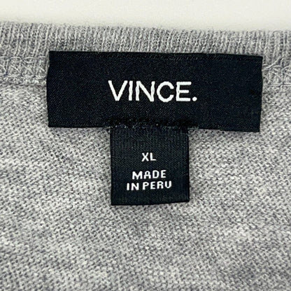 Vince Henley T Shirt Long Sleeve Cotton Heathered Gray Mens XL X-Large