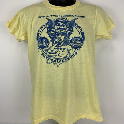 Camiseta de concierto vintage de los años 70 de la banda Uranium Savages, talla mediana, para hombre, de Austin, Texas, amarilla