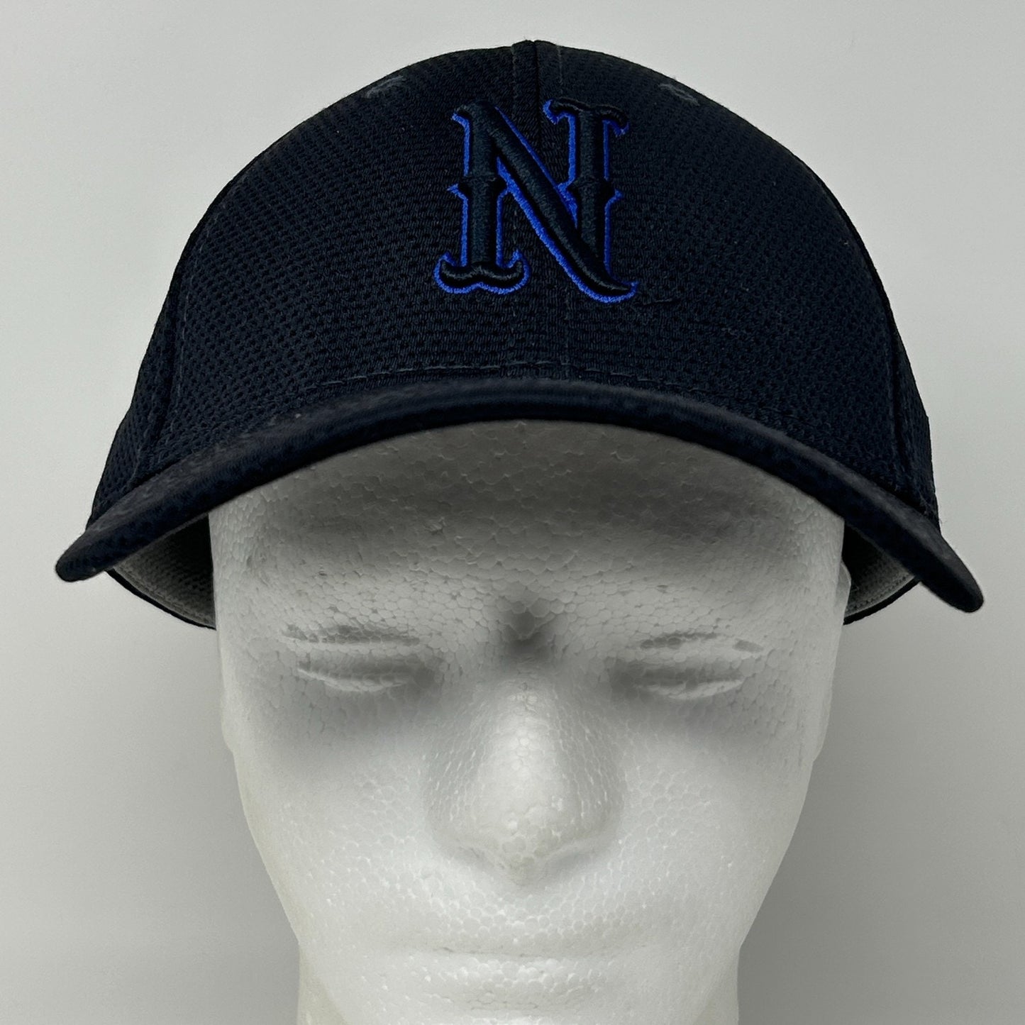 UNR Wolf Pack Hat Baseball Cap Nevada Reno 6 Panel New Era Blue Flex Fitted L-XL - Neon Vintage