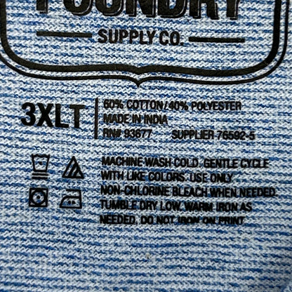 The Foundry Supply Co Polo Shirt Quick Dri Easy Care Heather Blue 3XLT XXXL Tall
