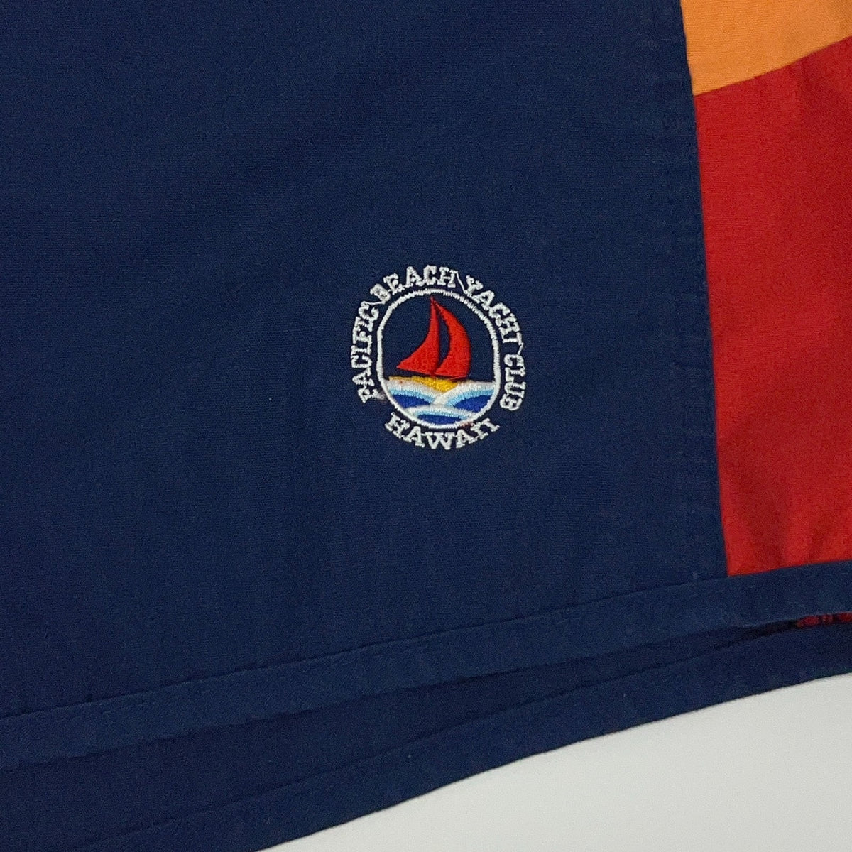 Vintage 80s Hawaii Rainbow Swim Trunks Shorts L Large Pacific Beach Yacht Club