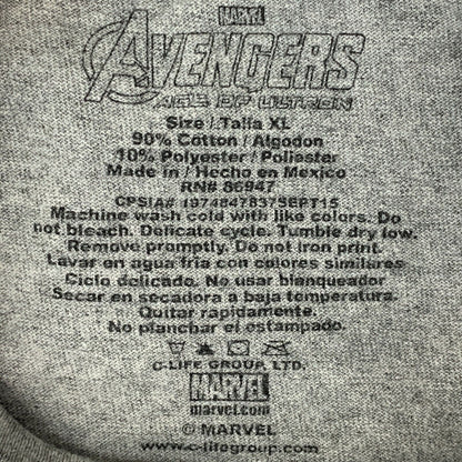 Marvel Comics Avengers T Shirt X-Large Captain America Iron Man Thor Mens Gray