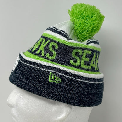 Seattle Seahawks Cuffed Pom Pom Beanie Toque Winter Hat NFL New Era Green