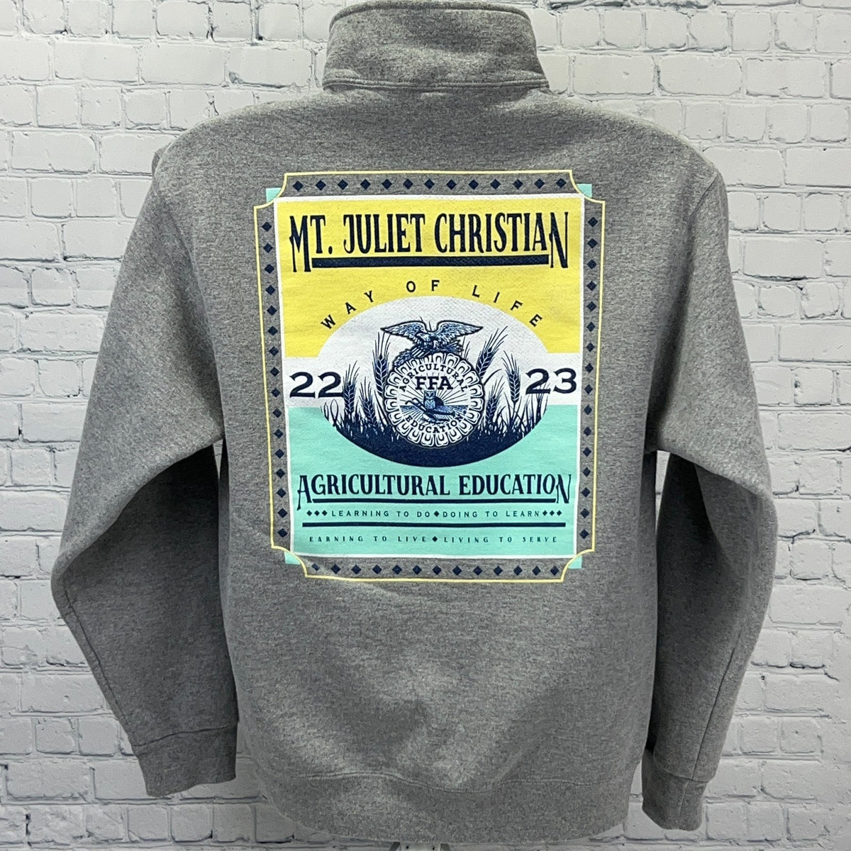 Mt Juliet Christian Academy FFA 2022 2023 Quarter Zip Sweatshirt M Medium Gray