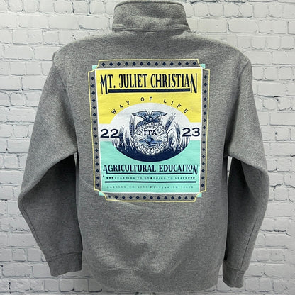 Mt Juliet Christian Academy FFA 2022 2023 Quarter Zip Sweatshirt M Medium Gray