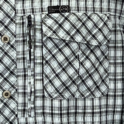 Wrangler x ATG Button Front Shirt All Terrain Gear Vented Blue Plaid XXL 2XL