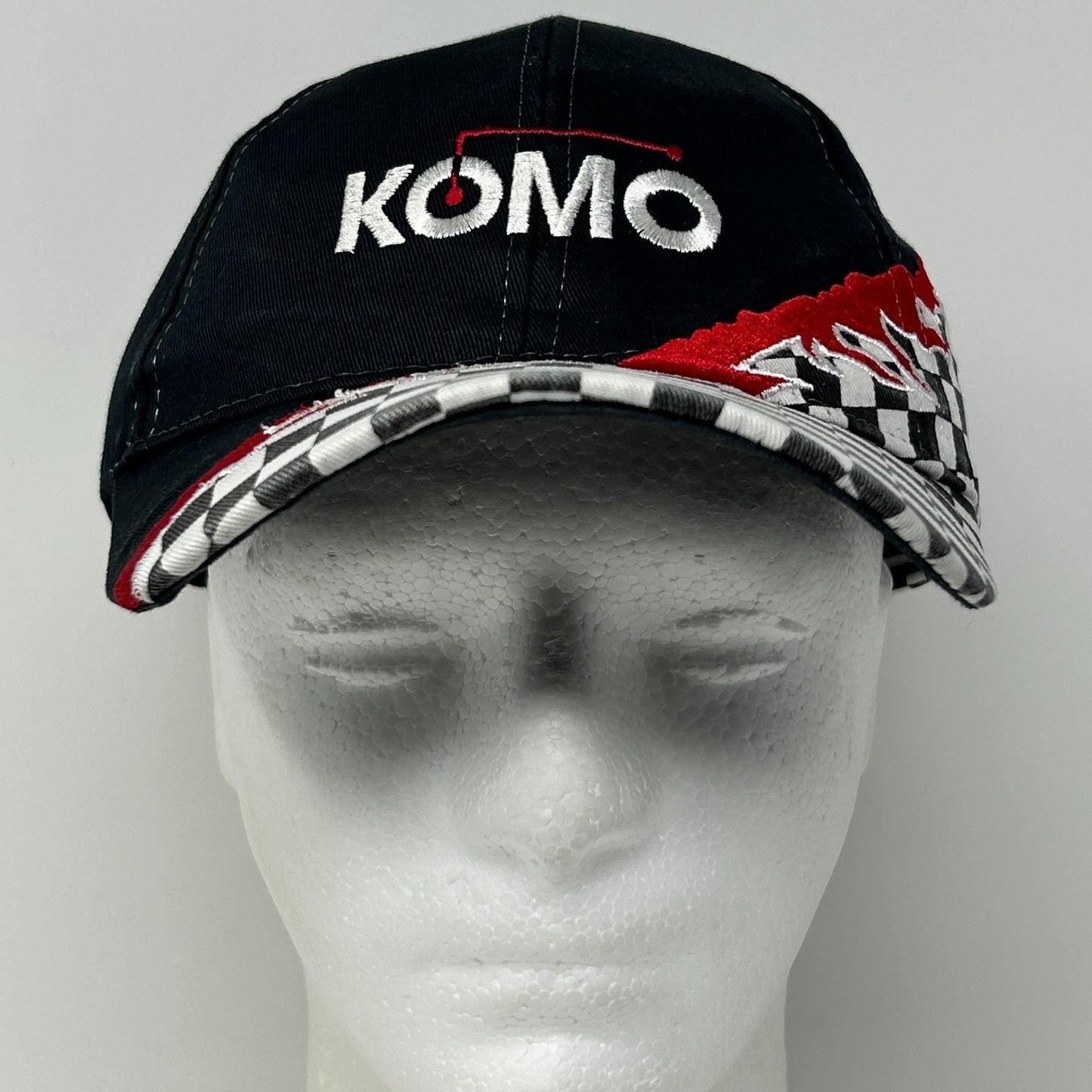 Vintage 90s Komo Machine Inc Hat Baseball Cap Machinist 6 Panel Strapback Black - Neon Vintage