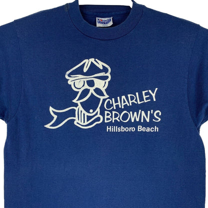 Vintage Charley Browns Hillsboro Beach T Shirt Mens Medium Florida USA Made Blue