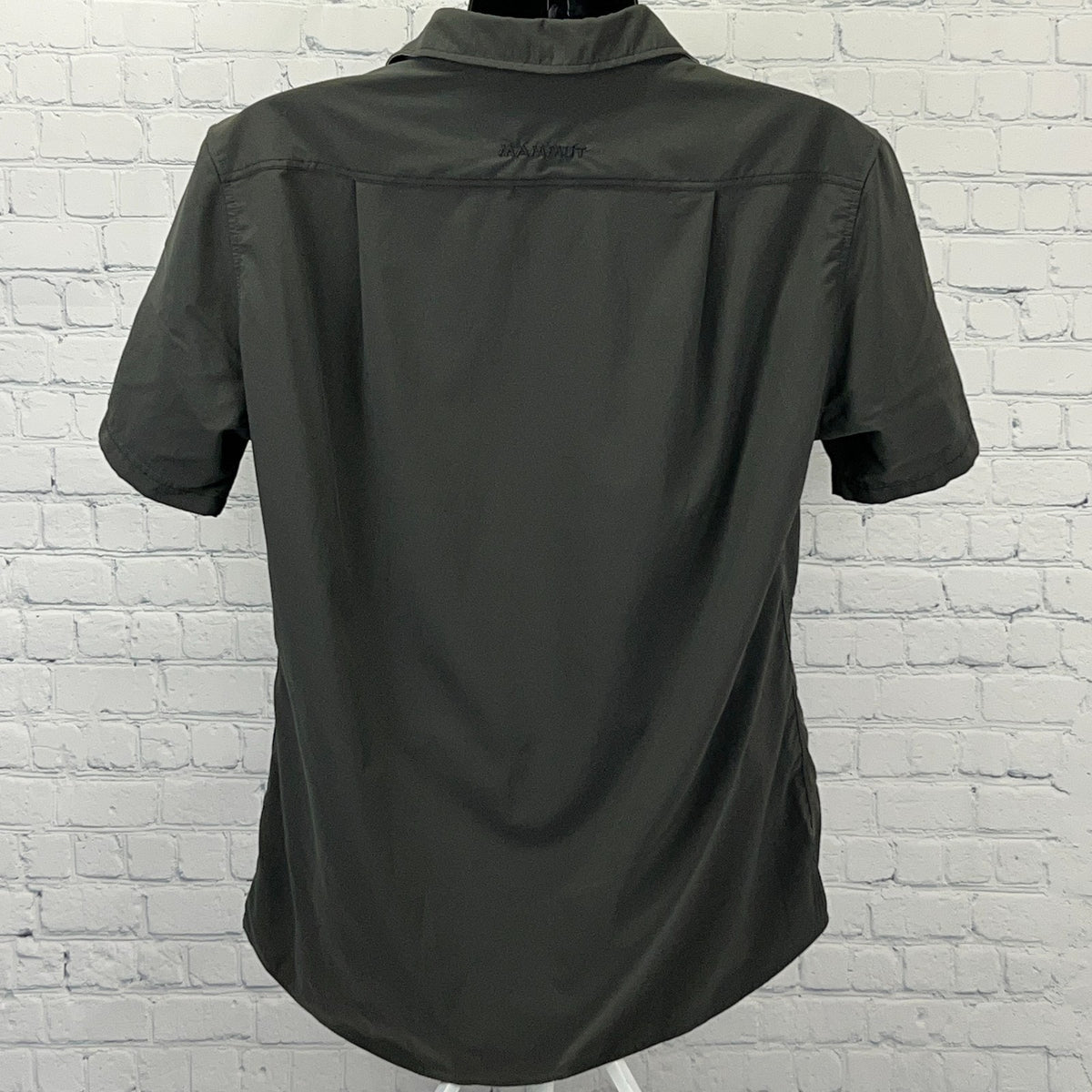 Mammut Tempest Button Front Shirt Mens L Large Green Short Sleeve Hiker Hiking