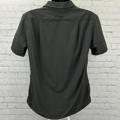 Mammut Tempest Button Front Shirt Mens L Large Green Short Sleeve Hiker Hiking