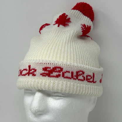 Vintage Carling Black Label Beer Cuffed Pom Pom Beanie Toque Winter Hat White